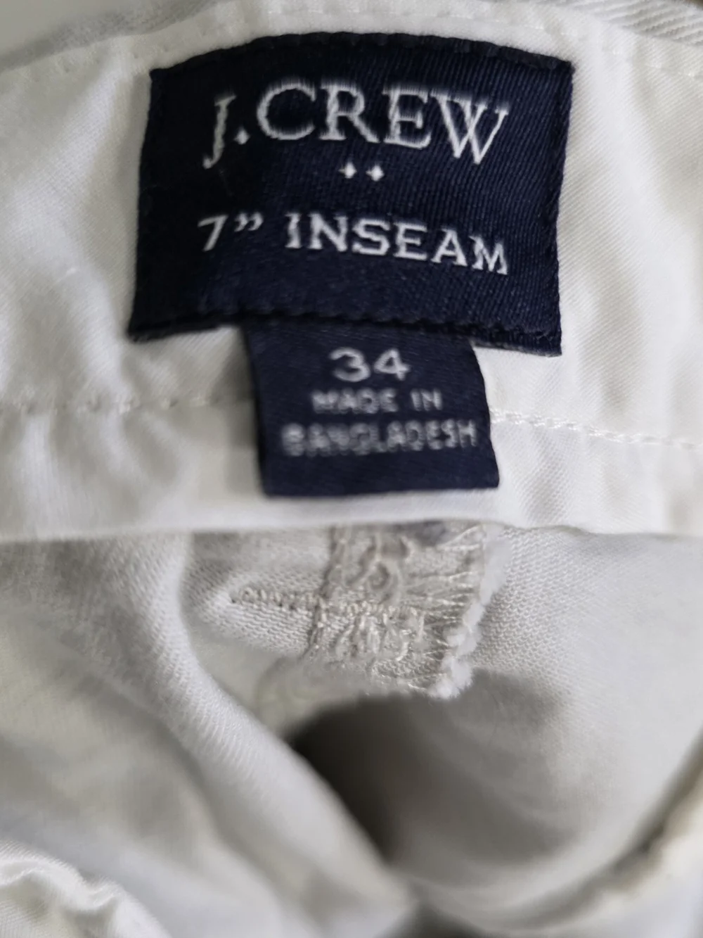 J.Crew Men’s 7” Chino Shorts 34 Stone Khaki Stretch Cotton